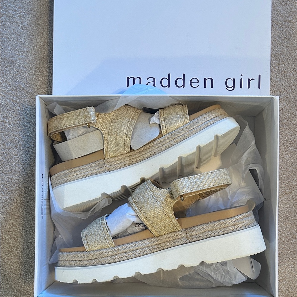 Madden Girl Natural Woven Platform Sandals